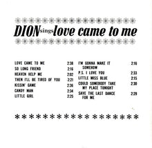 Load image into Gallery viewer, Dion (3) : Love Came To Me (CD, Album, RE)
