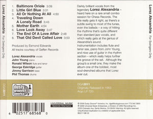 Lorez Alexandria : For Swingers Only (CD, Album, RE)