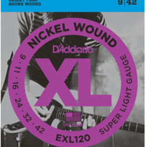 D'Adarrio EXL120 Nickel Wound Electric Guitar Strings Super Light 9-42