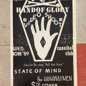 Hand of Glory Video Shoot at Cannibal Club - 1989 (Poster)