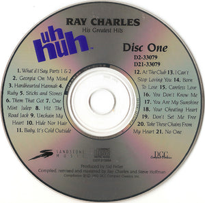 Ray Charles : His Greatest Hits (Uh-Huh) (2xCD, Comp, Club, RM)