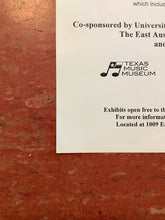 Load image into Gallery viewer, "Come Over to the East Side" Texas Music Museum (Poster)
