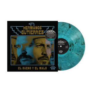 the album cover for Hermanos Gutierrez - El Bueno Y El Malo [Indie Exclusive Turquoise/Black Smoke LP]