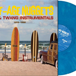 the album cover for Various Artists - SURF-AGE NUGGETS: TRASH & TWANG INSTRUMENTALS [Indie Exclusive Laguna Blue Marble]