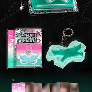 the album cover for LE SSERAFIM - 2nd Single Album 'Made My Night' [Mint Glow Clicker Keychain ver.]
