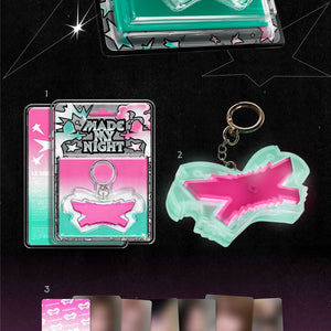 the album cover for LE SSERAFIM - 2nd Single Album 'Made My Night' [Pink Glow Clicker Keychain ver.]
