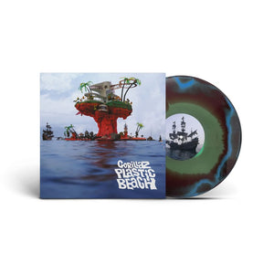 the album cover for Gorillaz - Plastic Beach - Brick & Mortar Exclusive [Blue, Green and Orange Half-speed Mastered]