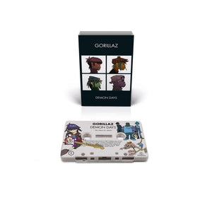 the album cover for Gorillaz - Demon Days - Brick & Mortar Exclusive [White Cassette with On Body Printing]