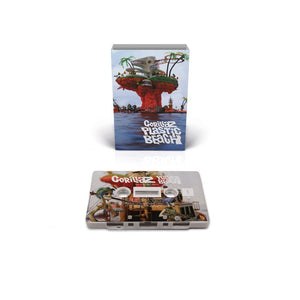 the album cover for Gorillaz - Plastic Beach - Brick & Mortar Exclusive [White Cassette with On Body Printing]