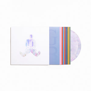 the album cover for Mac Miller - Swimming 5-Year Anniversary [Milky Clear/Hot Pink/Sky Blue Marble 2LP]