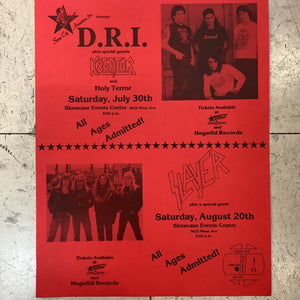 Slayer, Dirty Rotten Imbeciles, & Kreator at Showcase Events Center - 1988 (Poster)