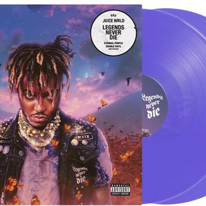 the album cover for Juice WRLD - Legends Never Die (5 Year Anniversary) [Eternal Purple Colored Vinyl 2 LP]