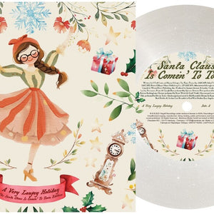 the album cover for Laufey - A Very Laufey Holiday: The Santa Claus Is Comin' To Town Edition [Snow Globe Glitter 7inch]