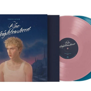 the album cover for Troye Sivan - Blue Neighbourhood 'Ten Years On' - 10th Anniversary [Blush Pink & Aqua Blue]