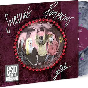 the album cover for The Smashing Pumpkins - Gish - RSD Essentials Exclusive [180g Gray with Pink/Purple Splatter]