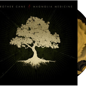 the album cover for Brother Cane - Magnolia Medicine [Indie Exclusive Clear Black Gold Splatter]