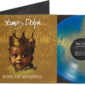 the album cover for Young Dolph - King Of Memphis (10 Yr) - Royalty Blue/Gold (Blue)