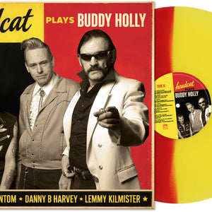 the album cover for The Head Cat - Sings Buddy Holly [Red/Yellow Split]