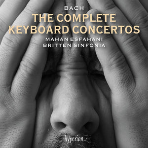 the album cover for Bach / Mahan Esfahani  / Britten Sinfonia - Bach: The Complete Keyboard Concertos (Uk)