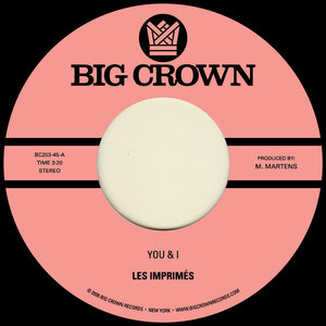 the album cover for Les Imprimes - You & I B/W Miss The Days