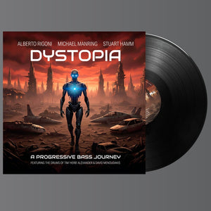 the album cover for Alberto Rigoni  / Manring,Michael / Hamm,Stuart - Dystopia