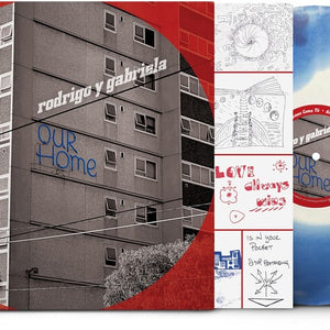 the album cover for Rodrigo Y Gabriela - OurHome [White, Red & Blue Layered]