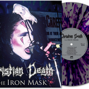 the album cover for Christian Death - The Iron Mask [Purple/Silver Splatter]