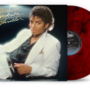 the album cover for Michael Jackson - Thriller - 2026 [Red &amp; Black Marble]