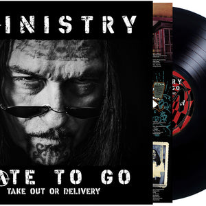 the album cover for Ministry - Hate To Go - Take Out Or Delivery [Black]