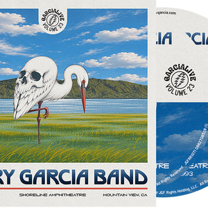 the album cover for Jerry Garcia Band - GarciaLive Volume 23: August 14th, 1993 Shoreline Amphitheatre