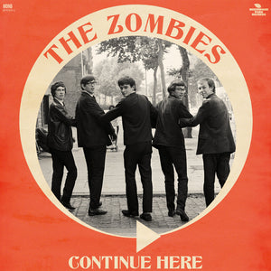 the album cover for The Zombies - Continue Here - Mono Remastered [Indie Exclusive Coke Bottle Clear]