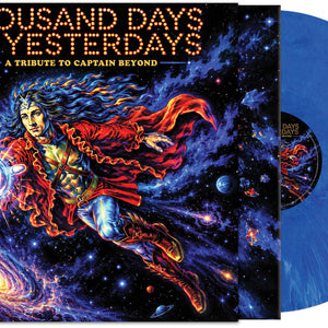 the album cover for Various Artists - Thousand Days of Yesterdays - A Tribute to Captain Beyond [Blue / White Marble]