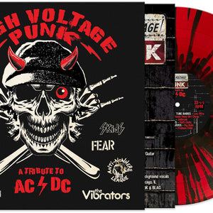 the album cover for Various Artists - HIGH VOLTAGE PUNK - A TRIBUTE TO AC/DC [Black / Red Splatter]
