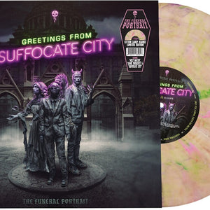 the album cover for Funeral Portrait - Greetings From Suffocate City [Colored Vinyl] [Limited Edition] (Ofgv)