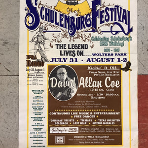 21st Annual Schulenberg Festival Featuring David Allan Coe - 1998 (Poster)