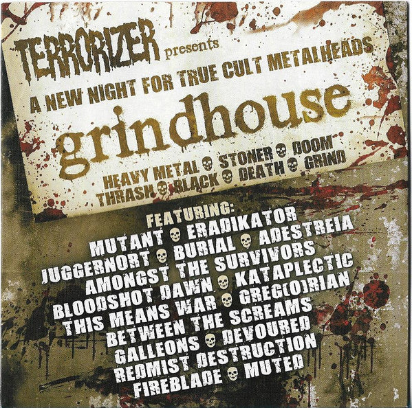 Various : Terrorizer Presents Grindhouse - A New Night For True Cult Metalheads (CD, Comp, Promo)