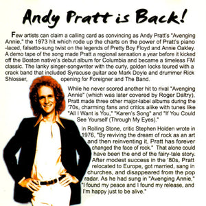 Andy Pratt : Andy Pratt Is Back (CDr, Comp, Enh, Promo)