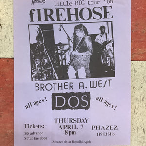 Firehose, Brother A. West, and DOS at Phazez - 1988 (Poster)