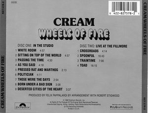 Cream (2) : Wheels Of Fire (2xCD, Album, RE)