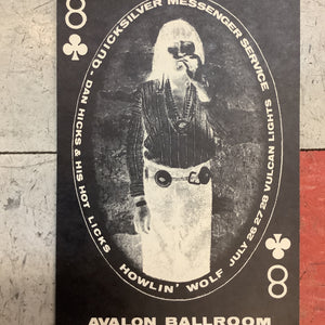 Quicksilver Messenger Service, Howlin' Wolf, and Dan Hicks & His Hot Licks at Avalon Ballroom - 1968 (Postcard)