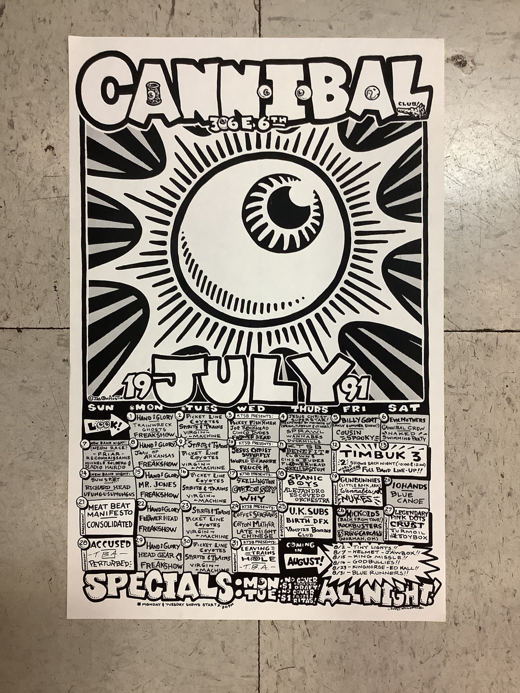 Cannibal Club July 1991 Calendar (Poster)