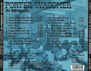 Porter Wagoner : In Person Recorded Live (CD, Album, RE)