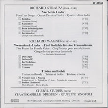 Load image into Gallery viewer, Strauss* · Wagner* - Cheryl Studer • Staatskapelle Dresden • Giuseppe Sinopoli : Vier Letzte Lieder • Wesendonck-Lieder • Tristan Und Isolde (CD, Album, Club)
