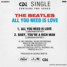 Load image into Gallery viewer, The Beatles : All You Need Is Love (CD, Mini, Single, Mono)
