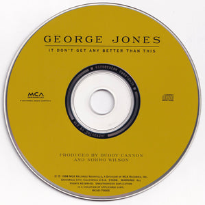 George Jones (2) : It Don't Get Any Better Than This (CD, Album)