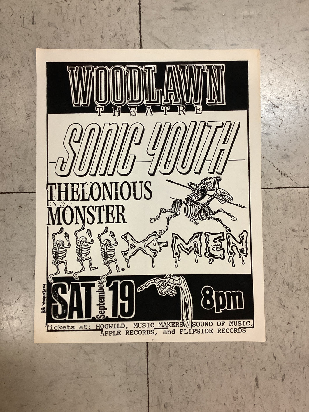 Sonic Youth at Woodlawn Theatre - 1987 (Poster)