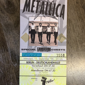Vintage Metallica Concert Ticket - Deutschlandhalle Berlin 9/11/1996
