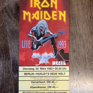 Vintage Iron Maiden Concert Ticket - Huxley's Neue Welt Berlin 3/30/1993