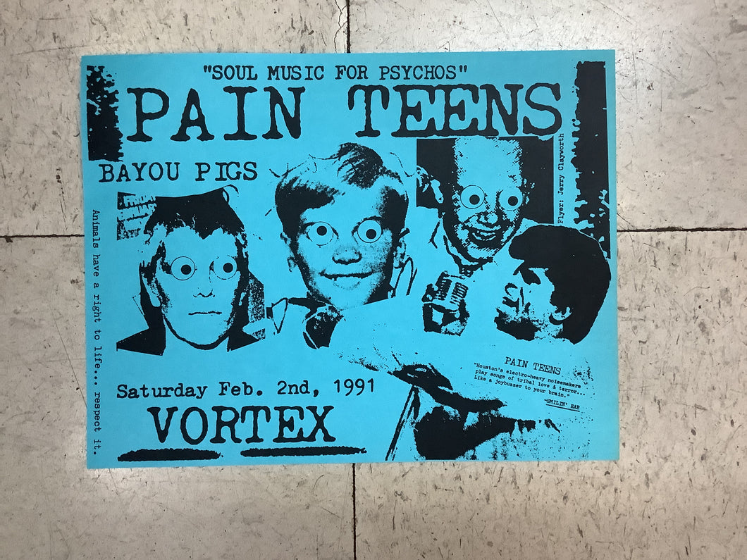 Pain Teens and Bayou Pigs at Vortex - 1991 (Poster)