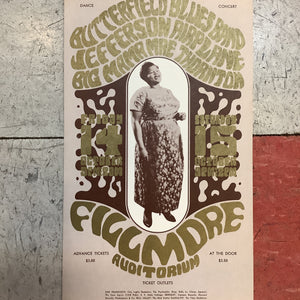 Butterfield Blues Band, Jefferson Airplane, & Big Mama Mae Thornton at Fillmore Auditorium - 1966 (Postcard)